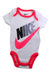 A White Short Sleeve Bodysuits from Nike in size 0-3M for girl. (Front View)