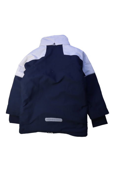 A Navy Puffer/Quilted Jackets from Polarn O. Pyret in size 5T for boy. (Back View)