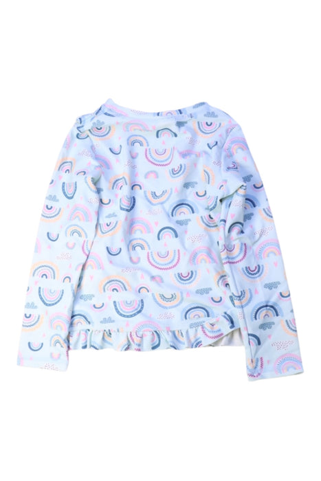 A Blue Rash Guards from RuffleButts in size 4T for girl. (Back View)
