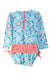 A Blue Rash Guards from RuffleButts in size 3T for girl. (Back View)