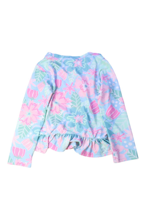A Blue Rash Guards from RuffleButts in size 4T for girl. (Back View)