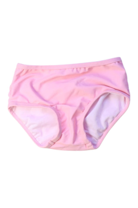A Pink Swim Diapers from RuffleButts in size 4T for girl. (Front View)
