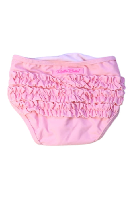A Pink Swim Diapers from RuffleButts in size 4T for girl. (Back View)