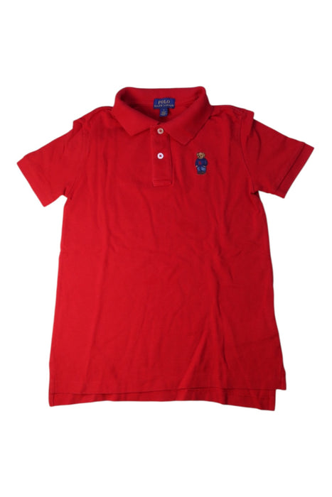 A Red Short Sleeve Polos from Polo Ralph Lauren in size 7Y for boy. (Front View)