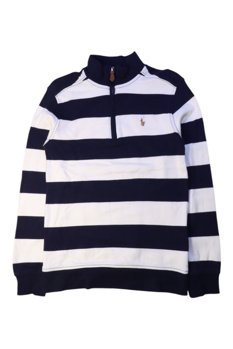 A Navy Zippered Sweatshirts from Polo Ralph Lauren in size 7Y for boy. (Front View)