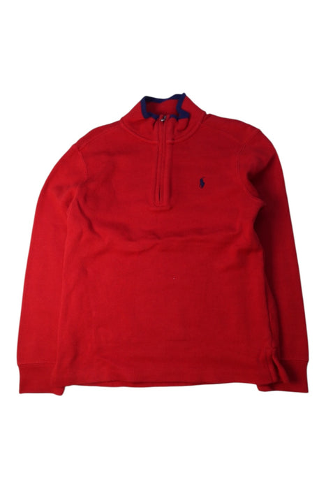 A Red Zippered Sweatshirts from Polo Ralph Lauren in size 7Y for boy. (Front View)