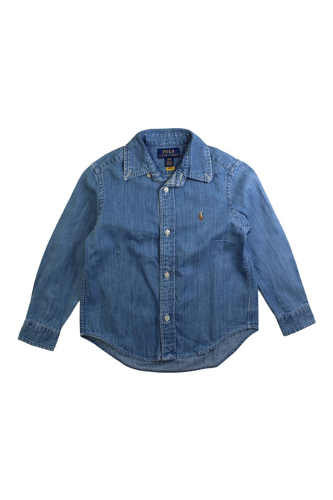 A Blue Long Sleeve Shirts from Polo Ralph Lauren in size 3T for boy. (Front View)