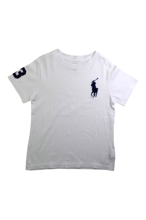 A White Short Sleeve T Shirts from Polo Ralph Lauren in size 3T for boy. (Front View)