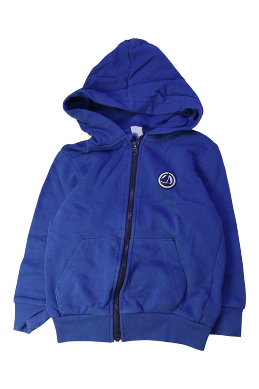 A Blue Zippered Sweatshirts from Petit Bateau in size 4T for boy. (Front View)