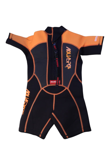 A Black Wetsuits from Aquasport in size 2T for neutral. (Back View)