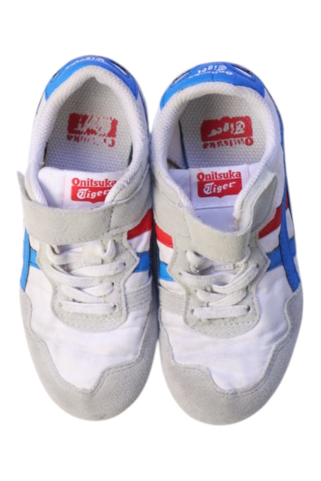 A Blue Sneakers from Onitsuka Tiger in size 5T for boy. (Back View)