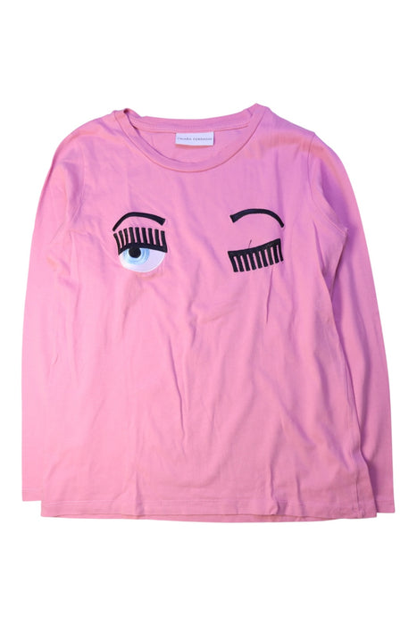 A Pink Long Sleeve T Shirts from Chiara Ferragni in size 9Y for girl. (Front View)