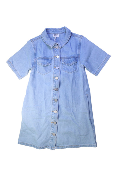 A Blue Short Sleeve Dresses from Seed in size 8Y for girl. (Front View)