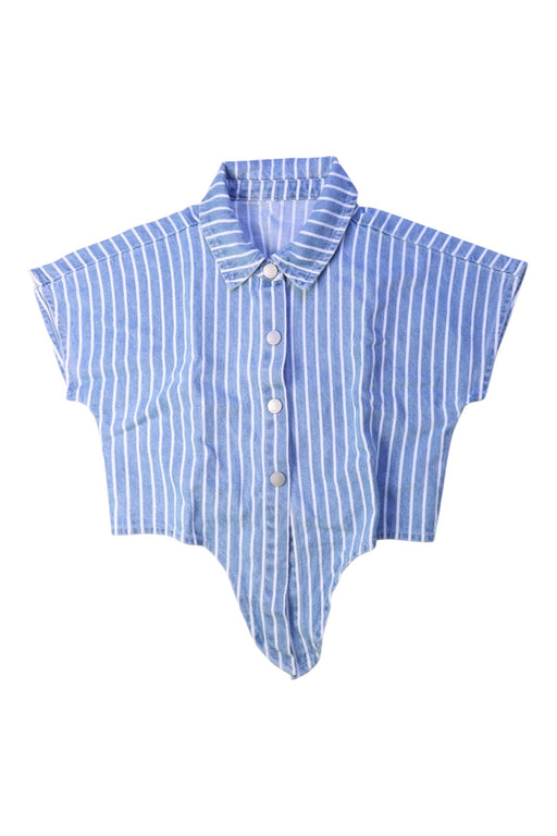 A Blue Short Sleeve Tops from Seed in size 8Y for girl. (Front View)