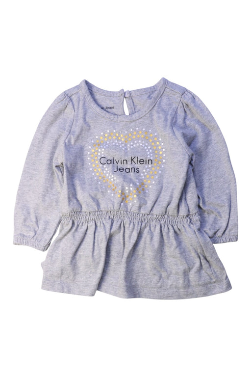 A Grey Long Sleeve Tops from Calvin Klein in size 6-12M for girl. (Front View)