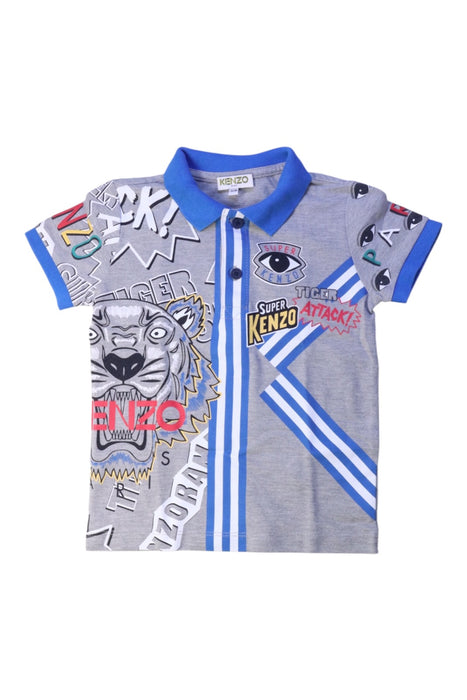 A Blue Short Sleeve Polos from Kenzo in size 3T for boy. (Front View)