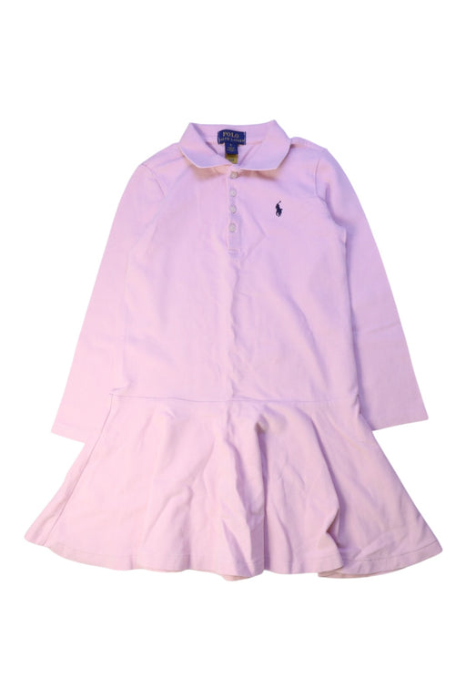 A Pink Long Sleeve Dresses from Polo Ralph Lauren in size 5T for girl. (Front View)