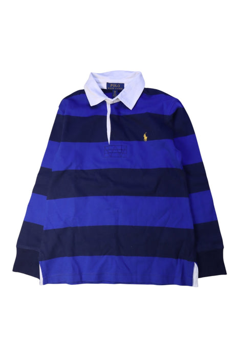 A Blue Long Sleeve Polos from Polo Ralph Lauren in size 8Y for boy. (Front View)