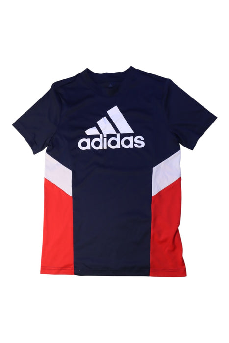 A Navy Short Sleeve T Shirts from Adidas in size 11Y for boy. (Front View)
