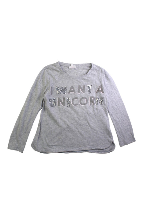 A Grey Long Sleeve Tops from Seed in size 7Y for girl. (Front View)