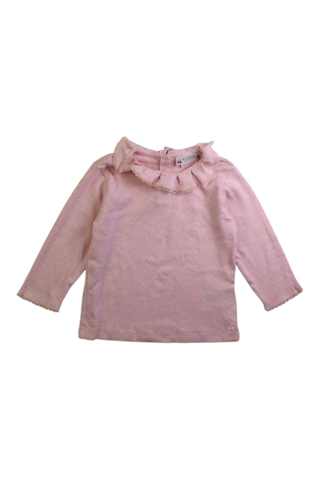 A Pink Long Sleeve Tops from Bonpoint in size 6-12M for girl. (Front View)