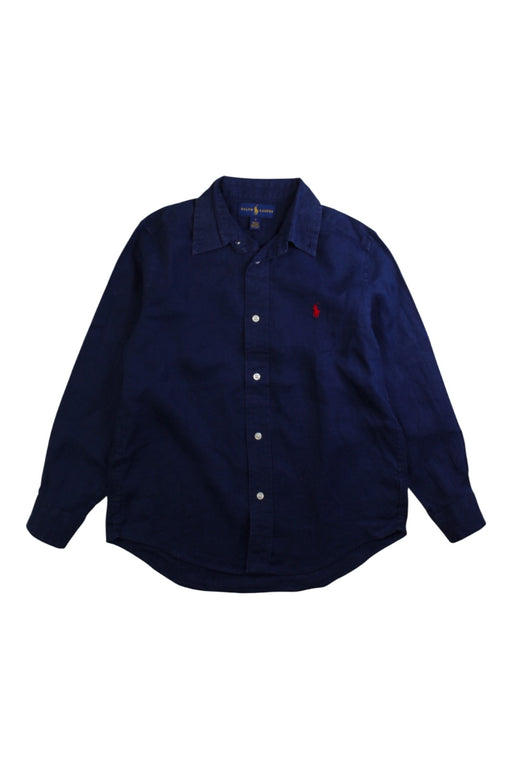 A Navy Long Sleeve Shirts from Ralph Lauren in size 7Y for boy. (Front View)