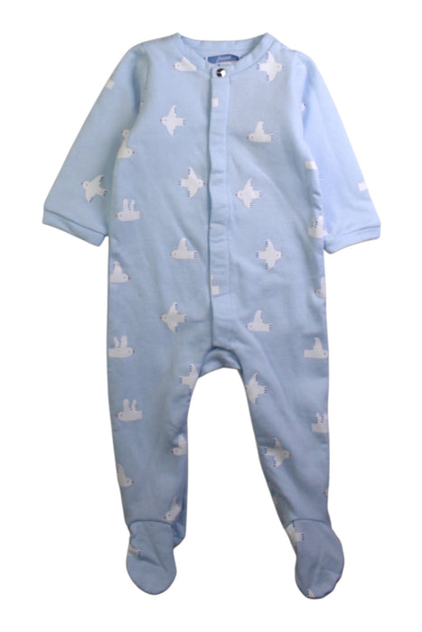 A Blue Onesies from Jacadi in size 3-6M for neutral. (Front View)