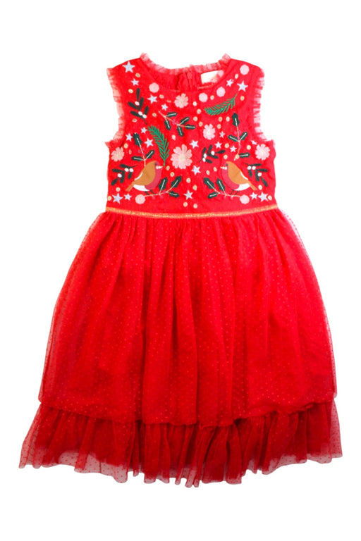 A Red Sleeveless Dresses from Boden in size 7Y for girl. (Front View)