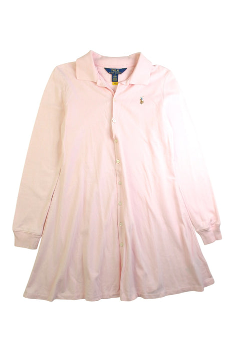 A Pink Long Sleeve Dresses from Polo Ralph Lauren in size 8Y for girl. (Front View)