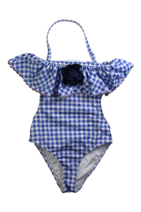 A Blue Swimsuits from Monnalisa in size 4T for girl. (Front View)