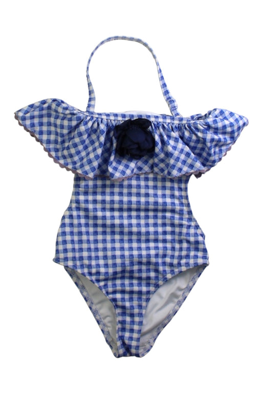 A Blue Swimsuits from Monnalisa in size 4T for girl. (Front View)