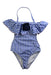 A Blue Swimsuits from Monnalisa in size 4T for girl. (Front View)