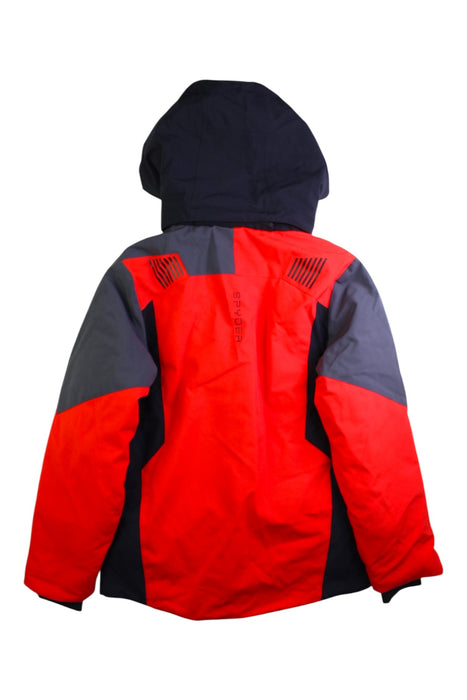 A Red Ski Jackets from Spyder in size 10Y for boy. (Back View)