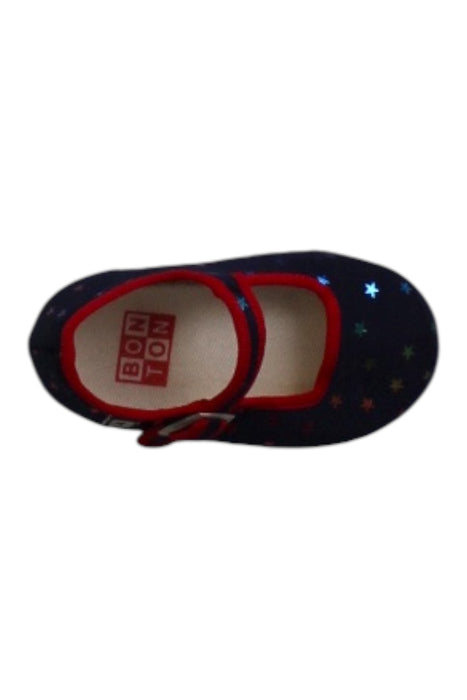 A Navy Flats from Bonton in size 12-18M for girl. (Front View)