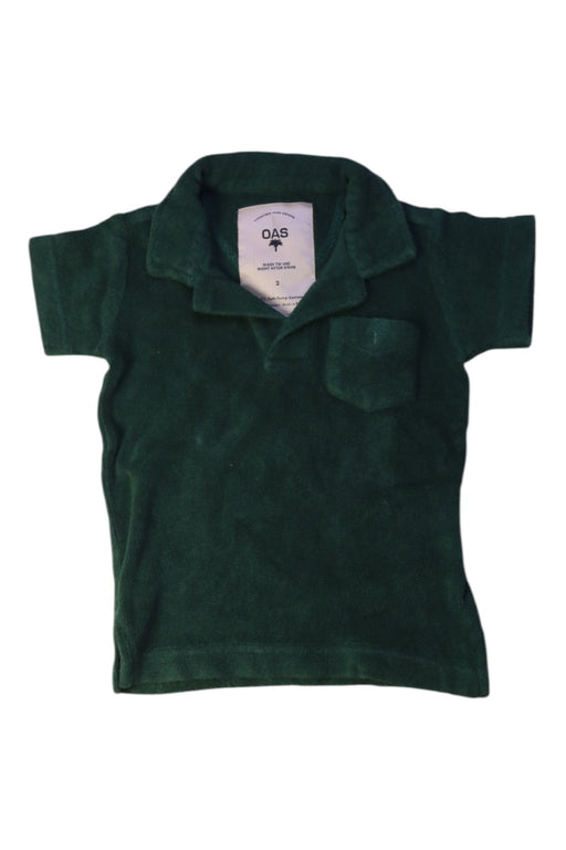 A Green Short Sleeve Polos from OAS Company in size 2T for boy. (Front View)