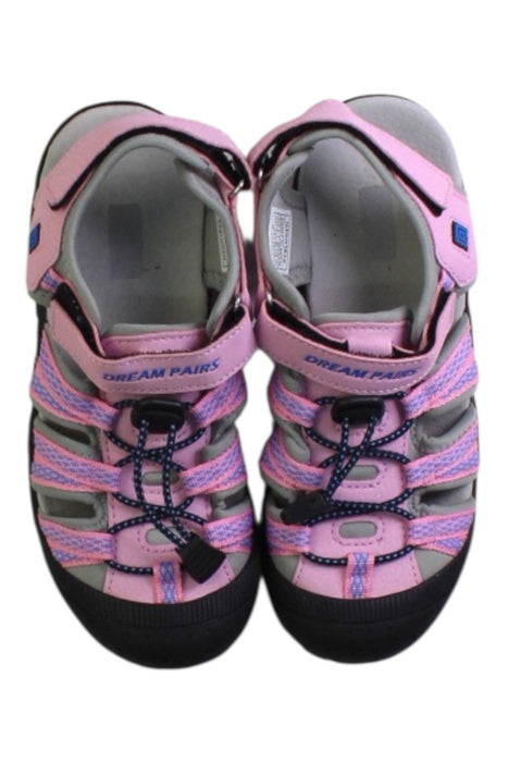 A Pink Sandals from Dream Pairs in size 7Y for girl. (Back View)