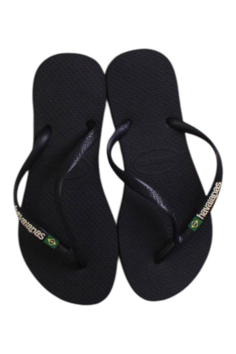 A Black Flip Flops from Havaianas in size 10Y for neutral. (Back View)
