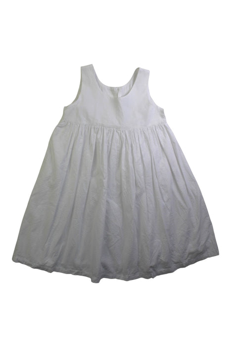 A White Sleeveless Dresses from Petit Bateau in size 4T for girl. (Front View)