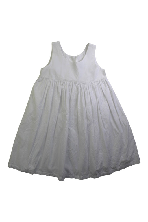 A White Sleeveless Dresses from Petit Bateau in size 4T for girl. (Front View)