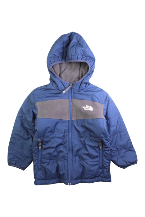 A Blue Puffer/Quilted Jackets from The North Face in size 5T for boy. (Front View)