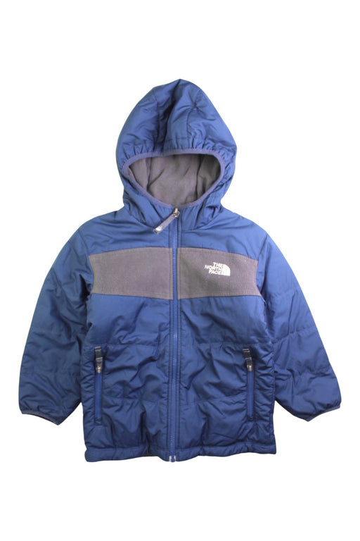 A Blue Puffer/Quilted Jackets from The North Face in size 5T for boy. (Front View)