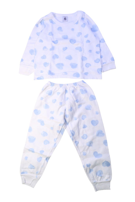 A White Pyjama Sets from Petit Bateau in size 3T for boy. (Front View)