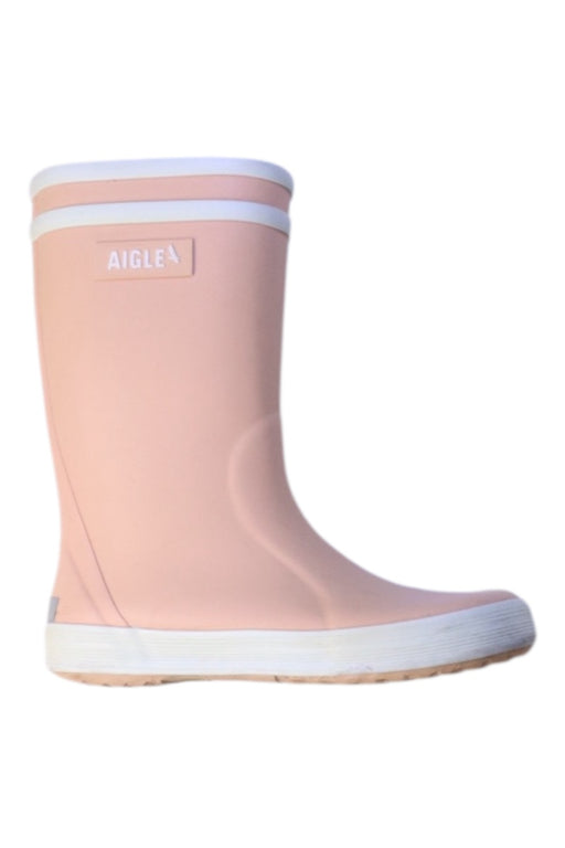 A Pink Rain Boots from Aigle in size 4T for girl. (Front View)