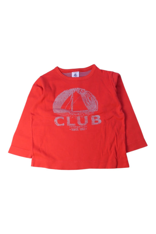 A Red Long Sleeve T Shirts from Petit Bateau in size 2T for boy. (Front View)