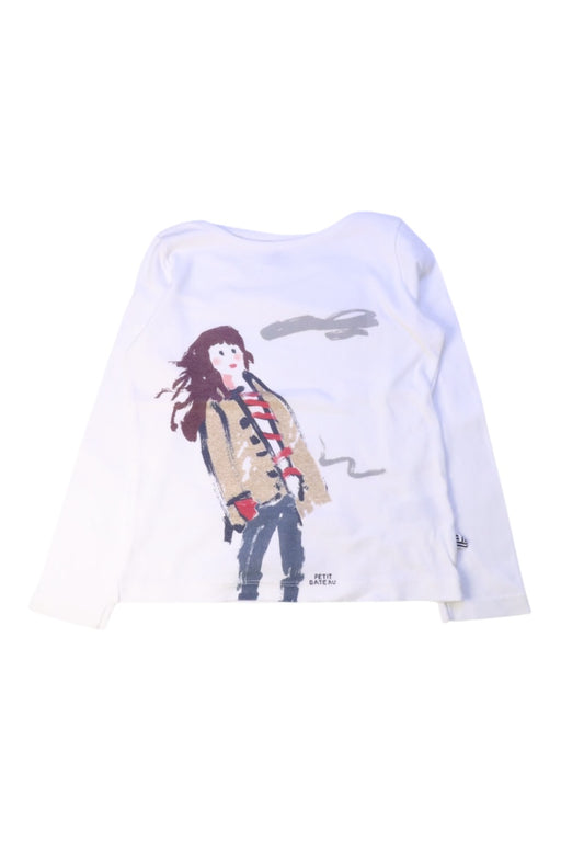 A White Long Sleeve T Shirts from Petit Bateau in size 6T for girl. (Front View)