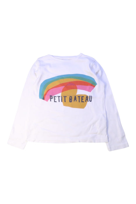 A White Long Sleeve T Shirts from Petit Bateau in size 6T for girl. (Front View)