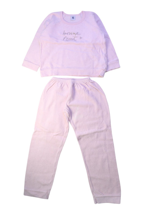 A Pink Pyjama Sets from Petit Bateau in size 6T for girl. (Front View)