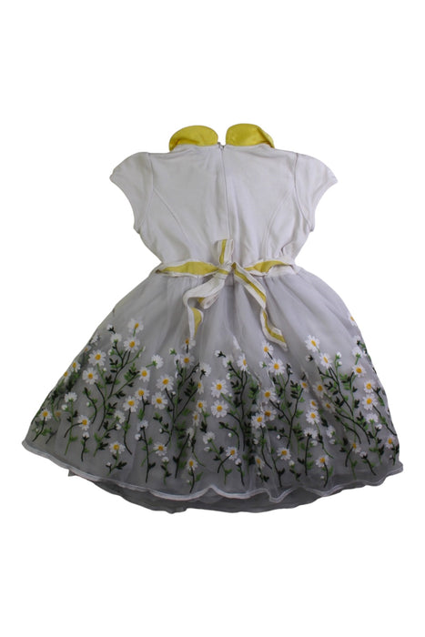 A White Short Sleeve Dresses from Monnalisa in size 5T for girl. (Back View)