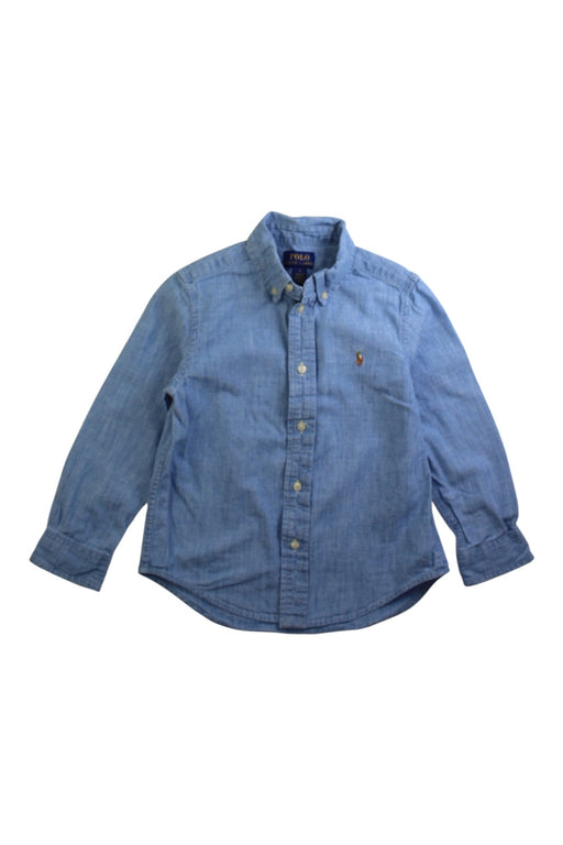 A Blue Long Sleeve Shirts from Polo Ralph Lauren in size 5T for boy. (Front View)