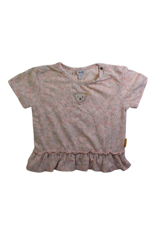 A Pink Short Sleeve Tops from Steiff in size 6-12M for girl. (Front View)